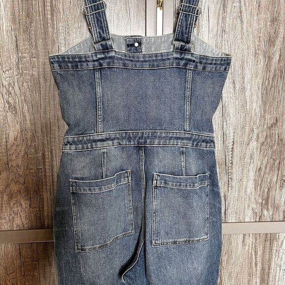 Lucky Brand Denim Overalls Utility Buttons Straight Leg Front Pockets 30 - Picture 6 of 11